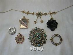N E From Denmark Rose Quartz Scandinavian Sterling Brooch Mid-Century Jewelry