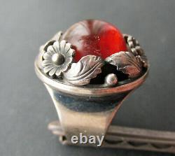 N. E. From (Niels Erik From) Denmark Sterling Silver Ring with Amber