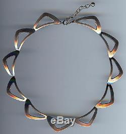 Ne From Denmark Modernist Design Vintage Sterling Silver Link Choker Necklace