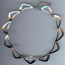 Ne From Denmark Modernist Design Vintage Sterling Silver Link Choker Necklace