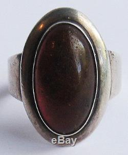 Ne From Denmark Sterling Silver Amber Cabochon Ring