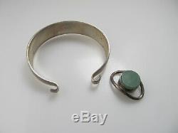 Ne From Denmark Sterling Silver Aventurine Bangle Bracelet Vintage Handmade