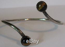 Ne From Denmark Vintage Tigereye & Sterling Silver Modernist Bracelet
