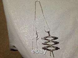 Norway David Andersen Modernist 3-Tier Necklace & Chain 925S Sterling Orig. Chain