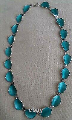 Norwegian 925S Silver Enamel Signed Hans Myhre 22 inch Necklace Norway