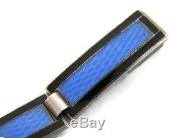 Norwegian Bracelet Cobalt Blue & Black Guilloche Enamel David Andersen of Norway