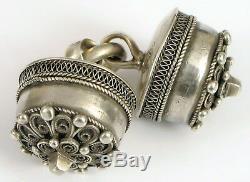 Norwegian Neck Pin Soljie Bunad 830 Silver Cannetille Filigree Cuff Link Rare