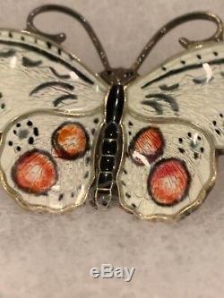 Norwegian Norway Hroar Prydz 925s Enamel C1960's Butterfly 2 Pin-brooch