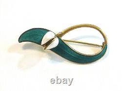 Norwegian Norway'lily Of Valley' 1968 Pin Brooch Aksel Holmsen 925 Teal Enamel