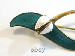 Norwegian Norway'lily Of Valley' 1968 Pin Brooch Aksel Holmsen 925 Teal Enamel