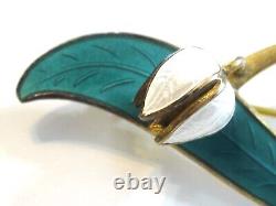 Norwegian Norway'lily Of Valley' 1968 Pin Brooch Aksel Holmsen 925 Teal Enamel