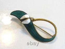 Norwegian Norway'lily Of Valley' 1968 Pin Brooch Aksel Holmsen 925 Teal Enamel