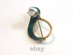 Norwegian Norway'lily Of Valley' 1968 Pin Brooch Aksel Holmsen 925 Teal Enamel