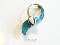 Norwegian Norway'lily Of Valley' 1968 Pin Brooch Aksel Holmsen 925 Teal Enamel