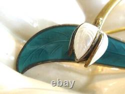 Norwegian Norway'lily Of Valley' 1968 Pin Brooch Aksel Holmsen 925 Teal Enamel