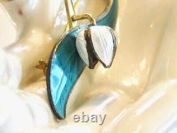 Norwegian Norway'lily Of Valley' 1968 Pin Brooch Aksel Holmsen 925 Teal Enamel