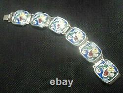 Norwegian Silver Abstract Enamel Bracelet Gustav Hellstrom Oystein Balle Norway