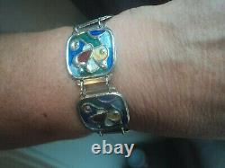 Norwegian Silver Abstract Enamel Bracelet Gustav Hellstrom Oystein Balle Norway