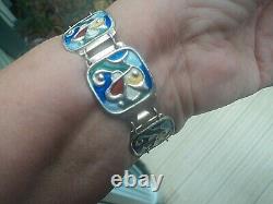 Norwegian Silver Abstract Enamel Bracelet Gustav Hellstrom Oystein Balle Norway