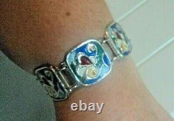 Norwegian Silver Abstract Enamel Bracelet Gustav Hellstrom Oystein Balle Norway