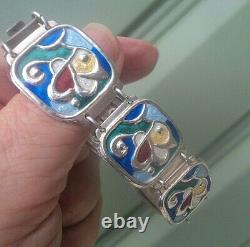 Norwegian Silver Abstract Enamel Bracelet Gustav Hellstrom Oystein Balle Norway