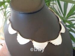 Norwegian Sterling Silver & White Enamel Modernist Necklace Nils Elvik Norway