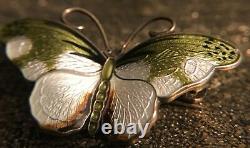 Norwegian Sterling Silver and Enamel Butterfly Brooch Hroar Prydz Scandinavian