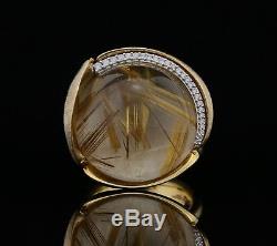 Ole Lynggaard Big Size Lotus Ring 18K Gold with Diamonds & Quartz A1196