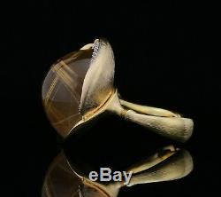 Ole Lynggaard Big Size Lotus Ring 18K Gold with Diamonds & Quartz A1196