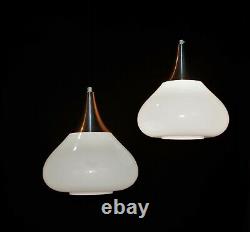 Original 1960s Danish Holmegaard cased glass tear drop designer pendant light