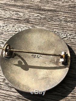 Oscar Larsen Sterling Silver Enamel Antique Brooch Norway Norwegian