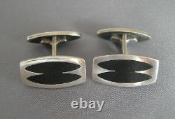 POUL WARMIND Modernist Matte Enamel Sterling Silver Cufflinks Denmark