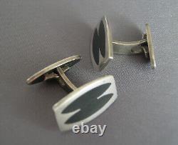 POUL WARMIND Modernist Matte Enamel Sterling Silver Cufflinks Denmark