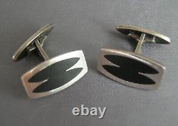 POUL WARMIND Modernist Matte Enamel Sterling Silver Cufflinks Denmark