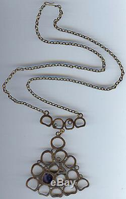 Pentti Sarpaneva Finland Large Vintage Bronze Amethyst Modernist Necklace