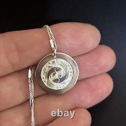 Pisces Zodiac Necklace Medallion Engraved Sterling Silver Charm Koi Fish Pendant