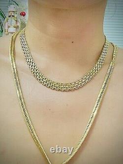 Pure 18k 750 Bismark 1 Necklace Wide Weave Unisex 17 Italy 28.04g Solid Gold