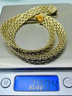 Pure 18k 750 Bismark 1 Necklace Wide Weave Unisex 17 Italy 28.04g Solid Gold