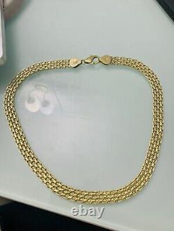 Pure 18k 750 Bismark 1 Necklace Wide Weave Unisex 17 Italy 28.04g Solid Gold