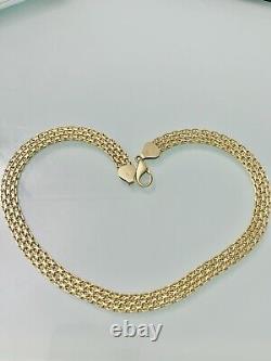 Pure 18k 750 Bismark 1 Necklace Wide Weave Unisex 17 Italy 28.04g Solid Gold