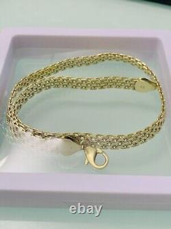 Pure 18k 750 Bismark 1 Necklace Wide Weave Unisex 17 Italy 28.04g Solid Gold