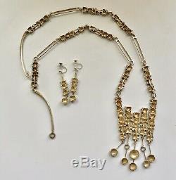 RARE Juhls Tundra Silver Necklace and Earrings, Norway c 1960
