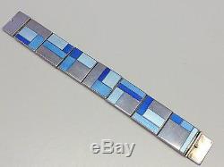 RARE Modernist David Andersen Bracelet BLUE Enamel Sterling Silver 925S
