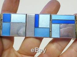 RARE Modernist David Andersen Bracelet BLUE Enamel Sterling Silver 925S