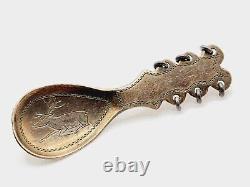 RARE OLD Antique Vintage STERLING SILVER Norway / Sweden SOLJE spoon BROOCH PIN