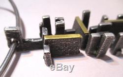 RARE THOR SELZER Denmark STERLING & GOLD Modernist Abstract PENDANT NECKLACE