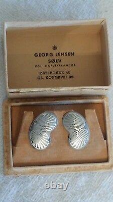 RARE Unsigned GEORG JENSEN ARNO MALINOWSKI Sterling Silver Iron Earrings Box