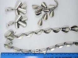 RARE VINTAGE Niels Eric N. E. FROM DENMARK STERLING NECKLACE EARRINGS BROOCH SET