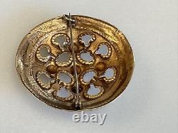 RARE Vintage Viking Brass Brooch Iconic Kalevala Koru Jewerly from Finland