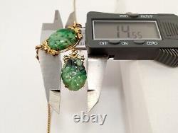 RARE Vtg VAN DELL 12k Gold Filled Genuine Natural Jade Gem Earrings & Necklace